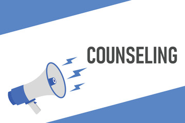 counseling button, banner, label, template for website. counseling text with colorful megaphone icon
