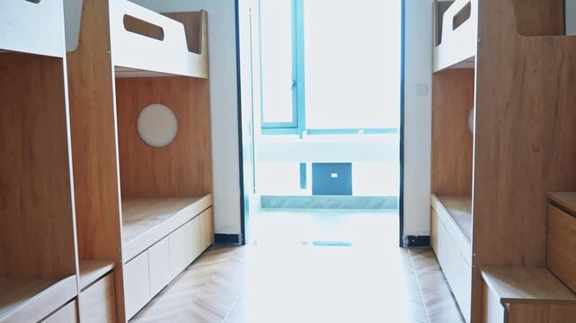 Student dormitory have beds and wardrobes in China