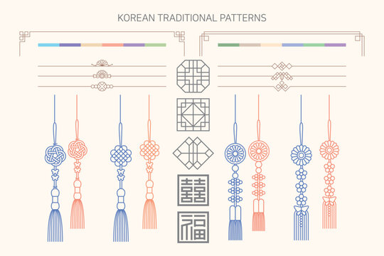 Korean traditional patterns, hanbok decorations,