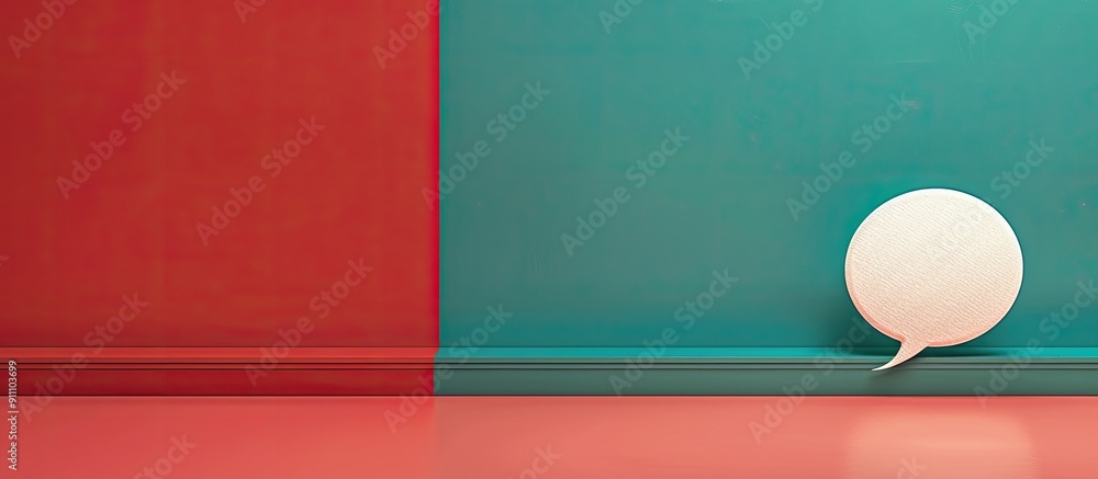 Poster save the date with a speech bubble paper note against a background with ample copy space image stock