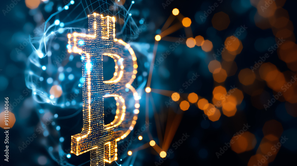 Poster a comprehensive digital representation of bitcoin utilizing advanced technology for enhanced underst