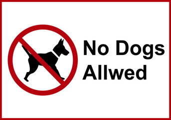 No dog walking sign. No dogs allowed. Zones for people who are afraid of dogs or allergic to them. No dogs.