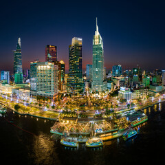 Sunset on Ho Chi Minh City center, Vietnam. Photo taken on May  2024. 