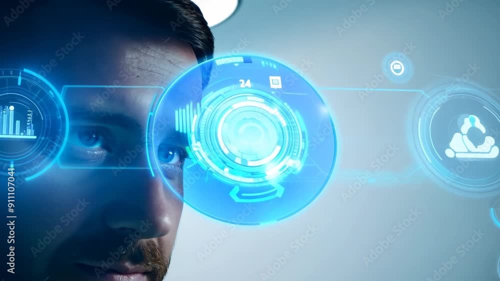 Aufkleber abstract visualization of a digital network with a bright central element. concept: it innovations, 