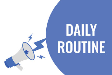 daily routine button, banner, label, template for website. daily routine text with colorful megaphone icon
