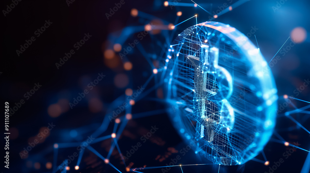 Poster a comprehensive digital representation of bitcoin utilizing advanced technology for enhanced underst