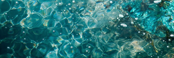 Fototapeta premium A vibrant and detailed depiction of a clear water surface, showcasing intricate patterns and reflections, emphasizing clarity and natural beauty.