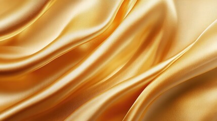 Fototapeta premium Background of flowing gold silk fabric, showcasing its smooth and luxurious texture