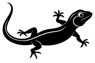 Lizard black Silhouette vector isolated on white background
