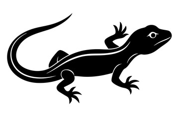 Lizard black Silhouette vector isolated on white background
