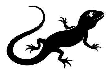 Lizard black Silhouette vector isolated on white background
