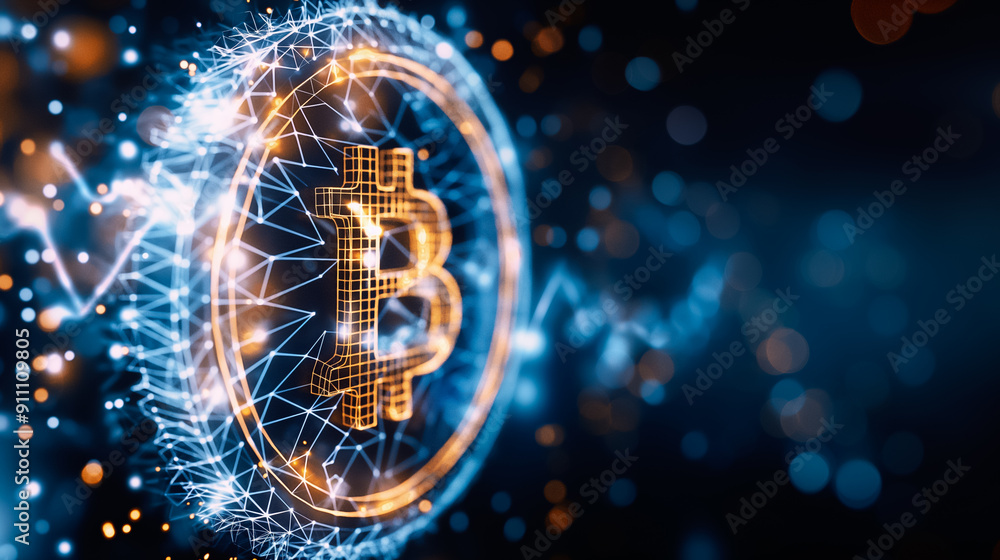 Poster a comprehensive digital representation of bitcoin utilizing advanced technology for enhanced underst