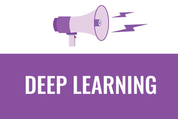 deep learning button, banner, label, template for website. deep learning text with colorful megaphone icon
