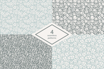Seamless ditsy vector patterns set