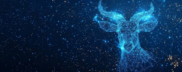 Wireframe illustration of Capricorn constellation against night sky with stars