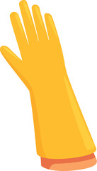 Hand wearing a yellow rubber protective glove, ideal for cleaning and housework