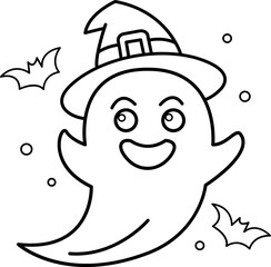 Doodle halloween Cartoon, ghost coloring Line art