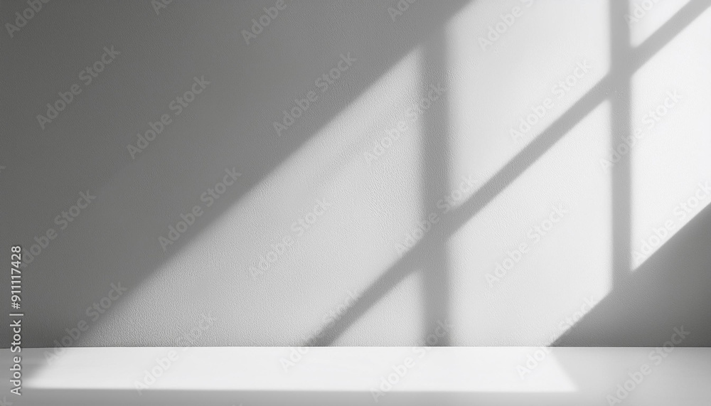 Poster wall interior background, studio and backdrops show products. with shadow from window color white an