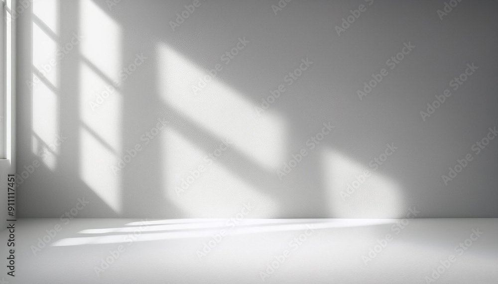 Aufkleber wall interior background, studio and backdrops show products. with shadow from window color white an
