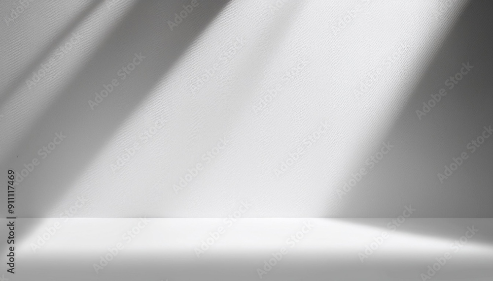 Poster wall interior background, studio and backdrops show products. with shadow from window color white an