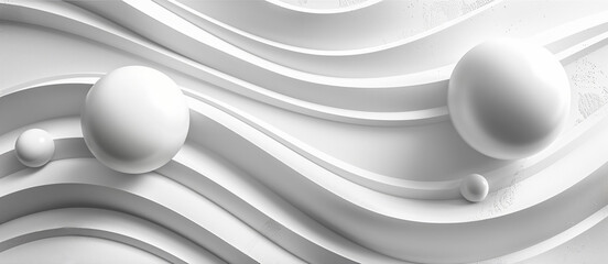 This elegant minimalist background showcases textured white waves alongside smooth spheres, making it an ideal choice for contemporary modern design projects