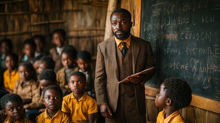 A Dedicated Teacher Engaging Young Students in a Classroom Setting During Daytime