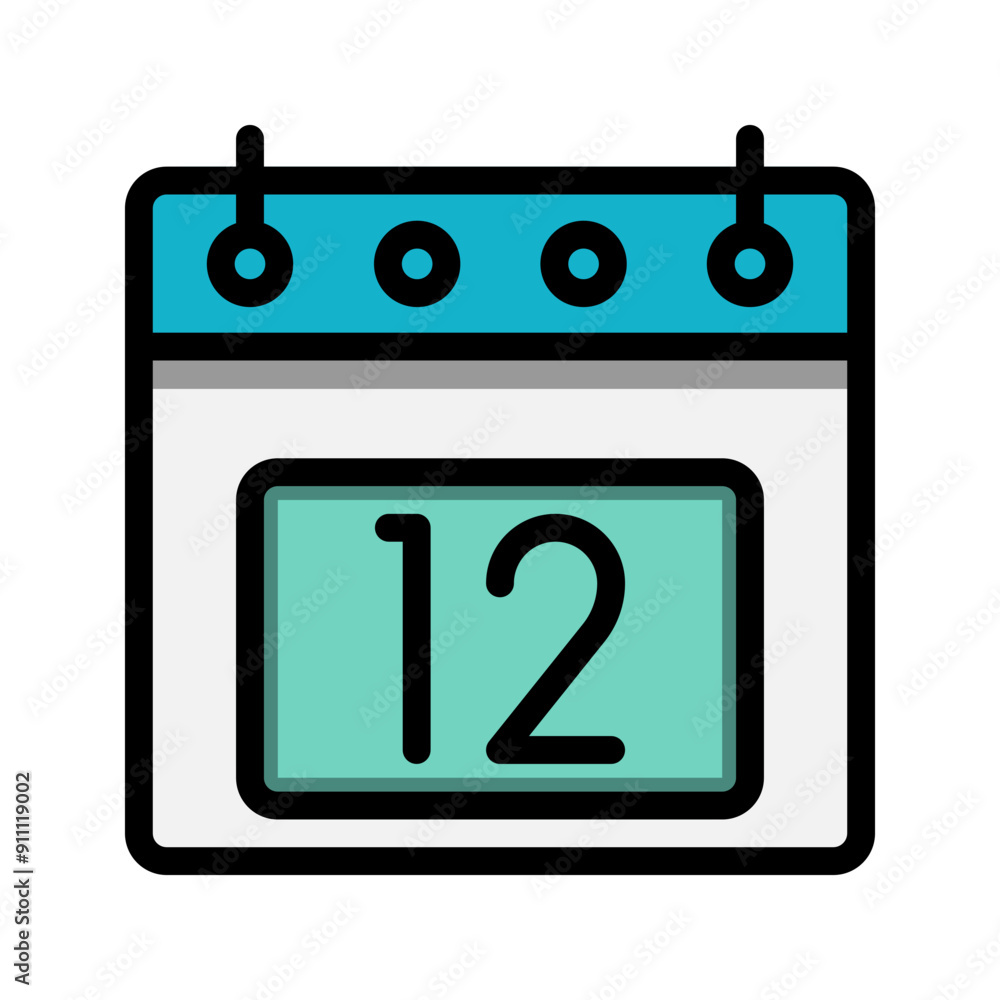 Poster calendar 12st date color linear icon. time, event, schedule and business symbols icons. suitable for