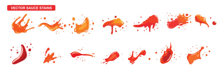 vector collection of hot sauce stains isolated on white background
