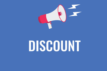 discount button, banner, label, template for website. discount text with colorful megaphone icon
