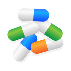 Realistic capsules pill and medicine capsule icon. painkillers, antibiotics, vitamins. Medicine. Vector illustration