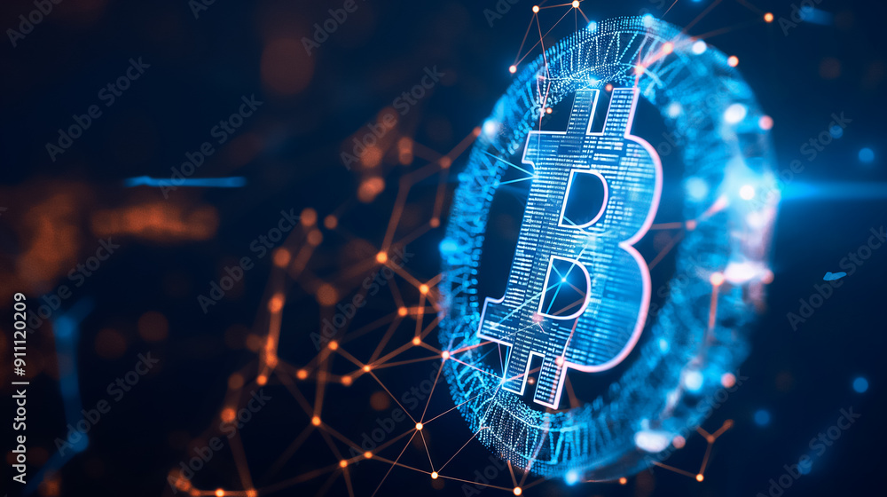 Poster a comprehensive digital representation of bitcoin utilizing advanced technology for enhanced underst