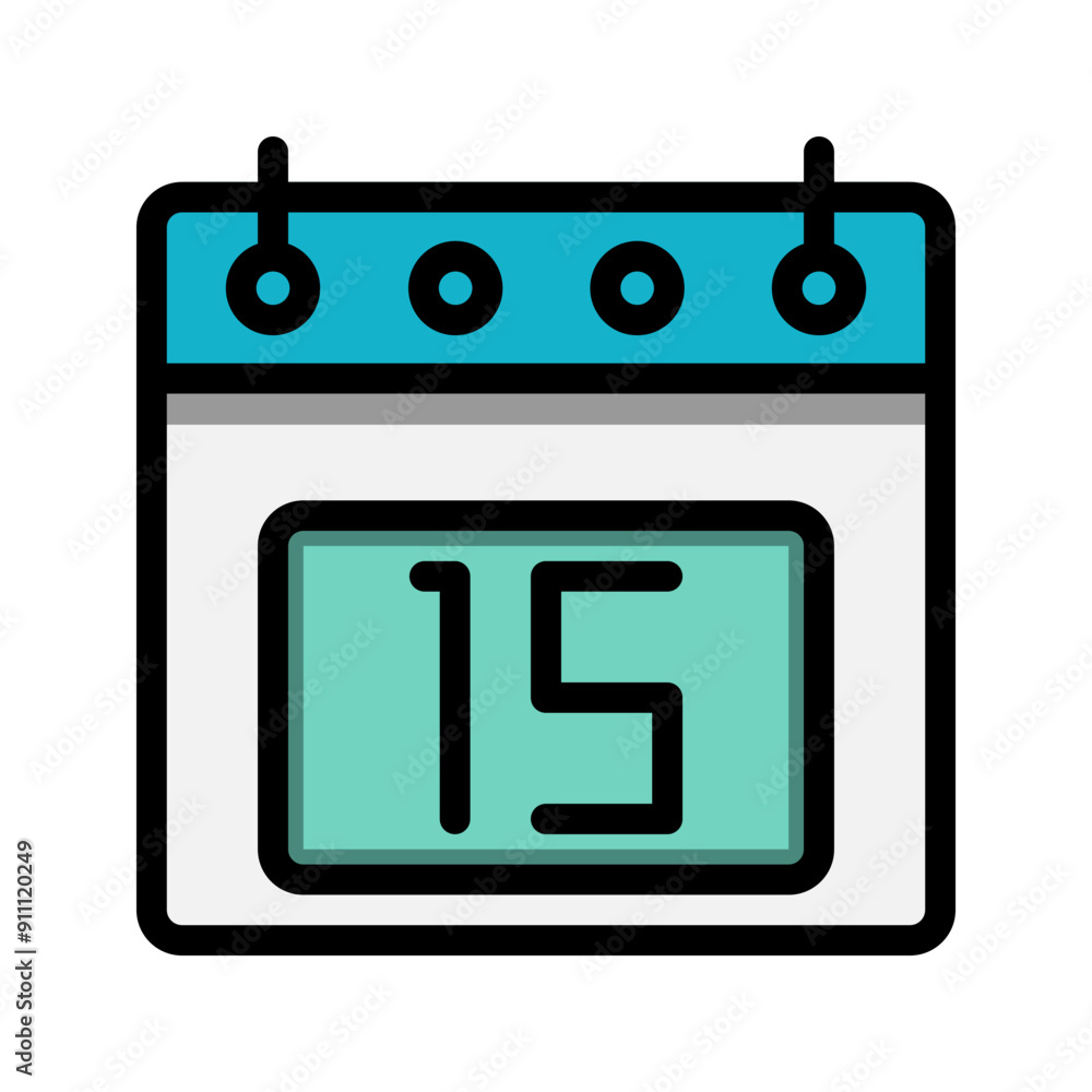 Poster calendar 15st date color linear icon. time, event, schedule and business symbols icons. suitable for