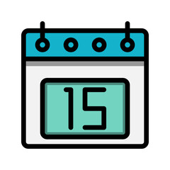 Calendar 15st date color linear icon. time, event, schedule and business symbols icons. Suitable for websites, UI, interfaces and mobile applications.