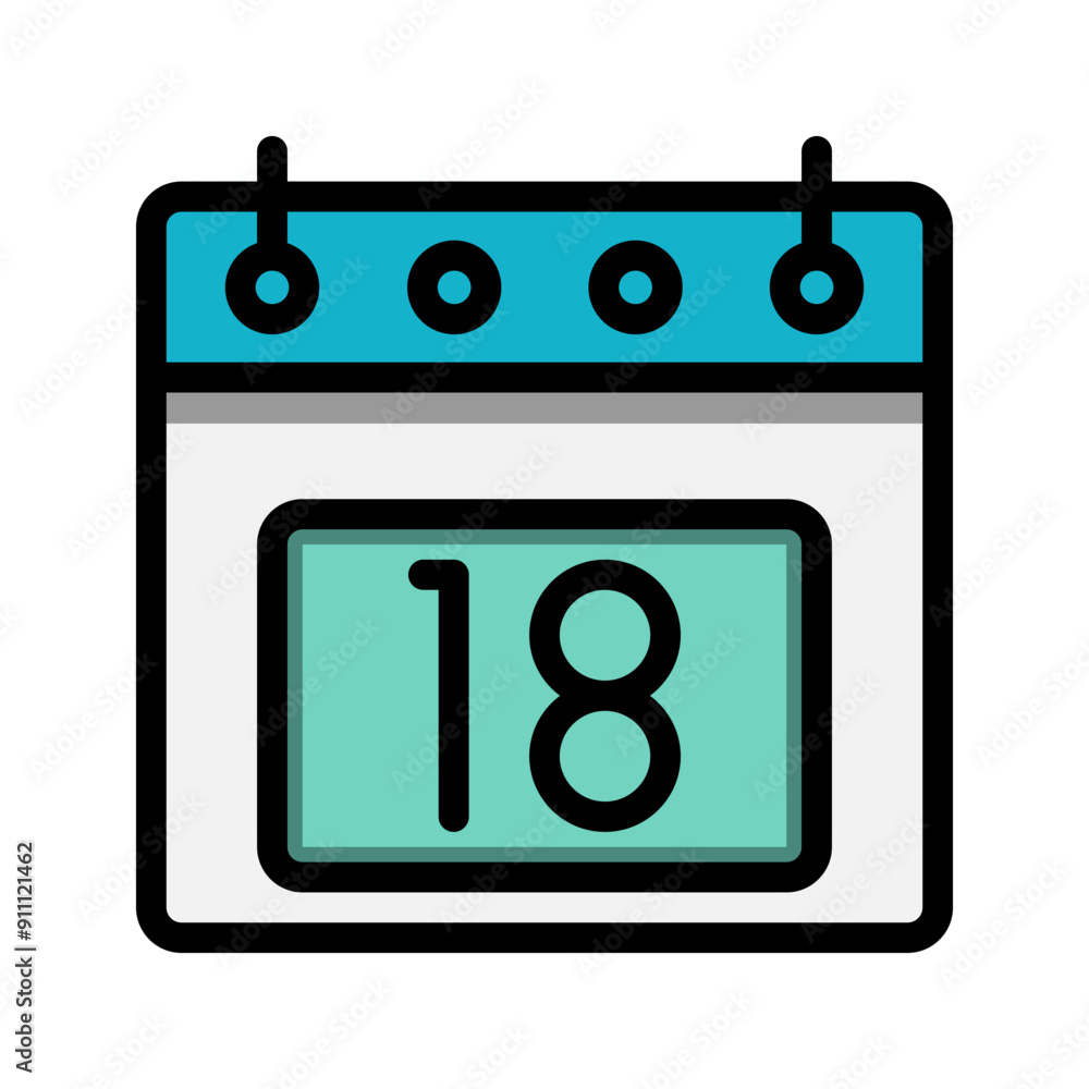 Poster calendar 18st date color linear icon. time, event, schedule and business symbols icons. suitable for