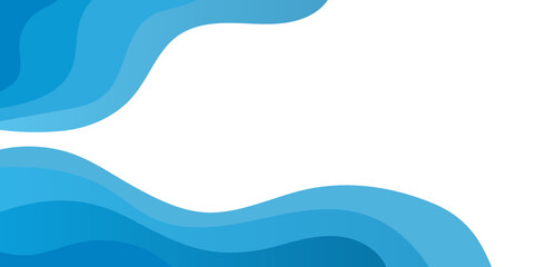 Abstract modern blue ocean wave paper style vector background and blank space.