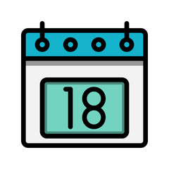 Calendar 18st date color linear icon. time, event, schedule and business symbols icons. Suitable for websites, UI, interfaces and mobile applications.