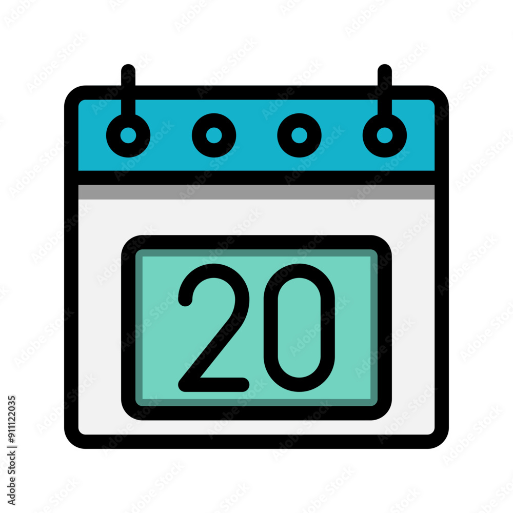 Poster calendar 20st date color linear icon. time, event, schedule and business symbols icons. suitable for