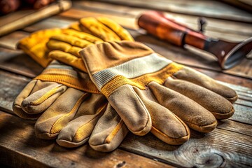 Close up of protective gloves on table