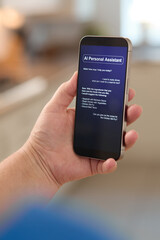 Using AI Personal Assistant on a Smartphone at Home During Daytime