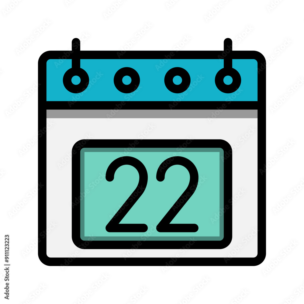 Poster calendar 22st date color linear icon. time, event, schedule and business symbols icons. suitable for