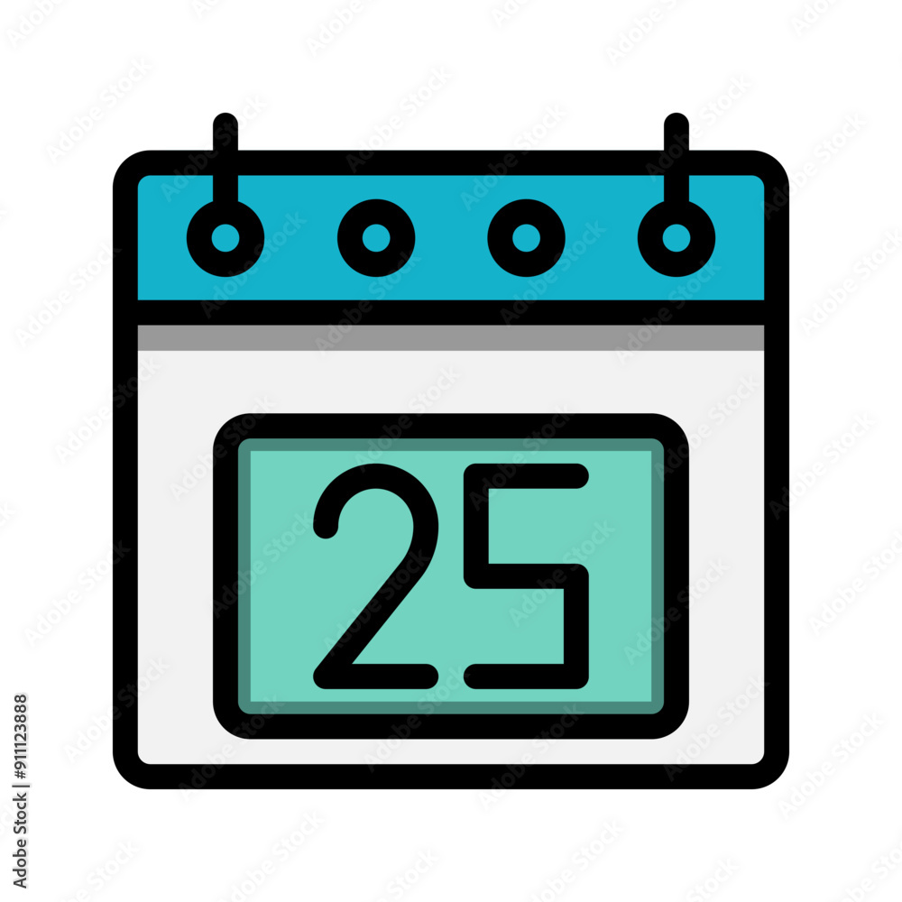 Poster calendar 25st date color linear icon. time, event, schedule and business symbols icons. suitable for