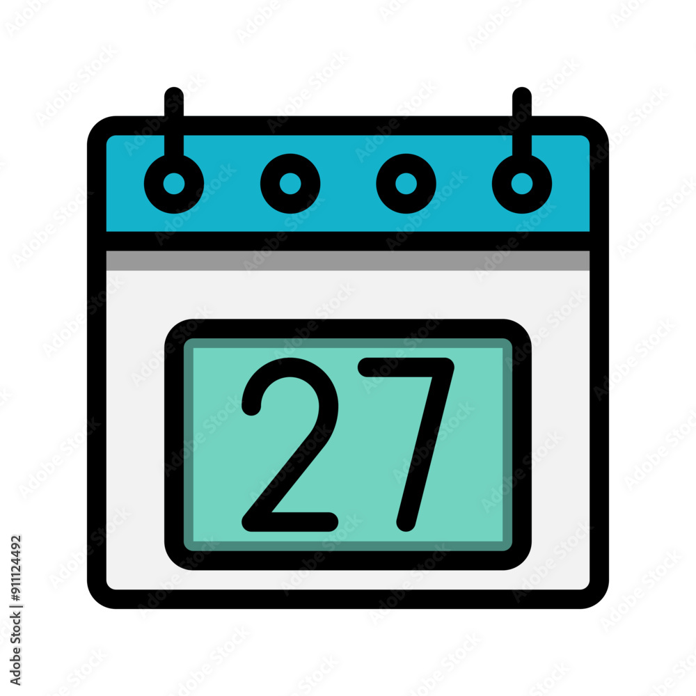 Poster calendar 27st date color linear icon. time, event, schedule and business symbols icons. suitable for