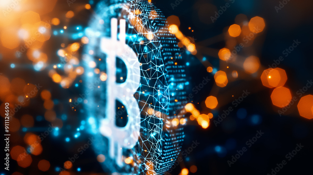 Poster a comprehensive digital representation of bitcoin utilizing advanced technology for enhanced underst