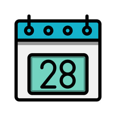 Calendar 28st date color linear icon. time, event, schedule and business symbols icons. Suitable for websites, UI, interfaces and mobile applications.
