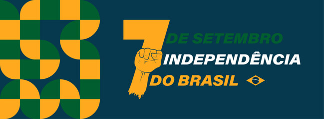 Brazil Independence Day Banner.The inscription is written in Brazilian, translated September 7th, Brazil Independence Day, vector illustration