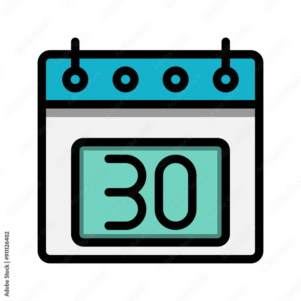 Poster calendar 30st date color linear icon. time, event, schedule and business symbols icons. suitable for