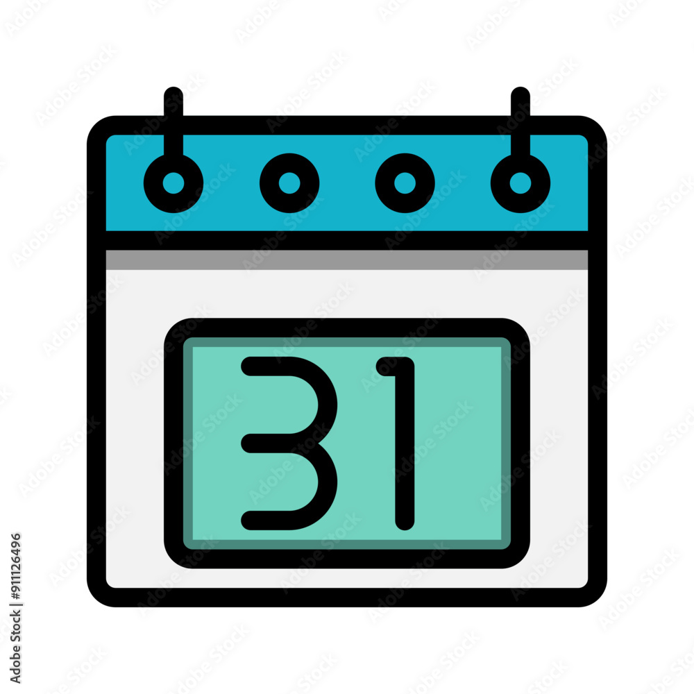 Poster calendar 31st date color linear icon. time, event, schedule and business symbols icons. suitable for