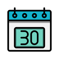 Calendar 30st date color linear icon. time, event, schedule and business symbols icons. Suitable for websites, UI, interfaces and mobile applications.