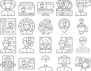 Kyc Know Your Customer Collection Icons Set Vector. Client Identification Card And Medical Information, Kyc Technology And Analysis Contour Illustrations