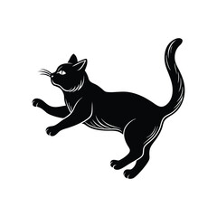 Russian blue cat jumping silhouette